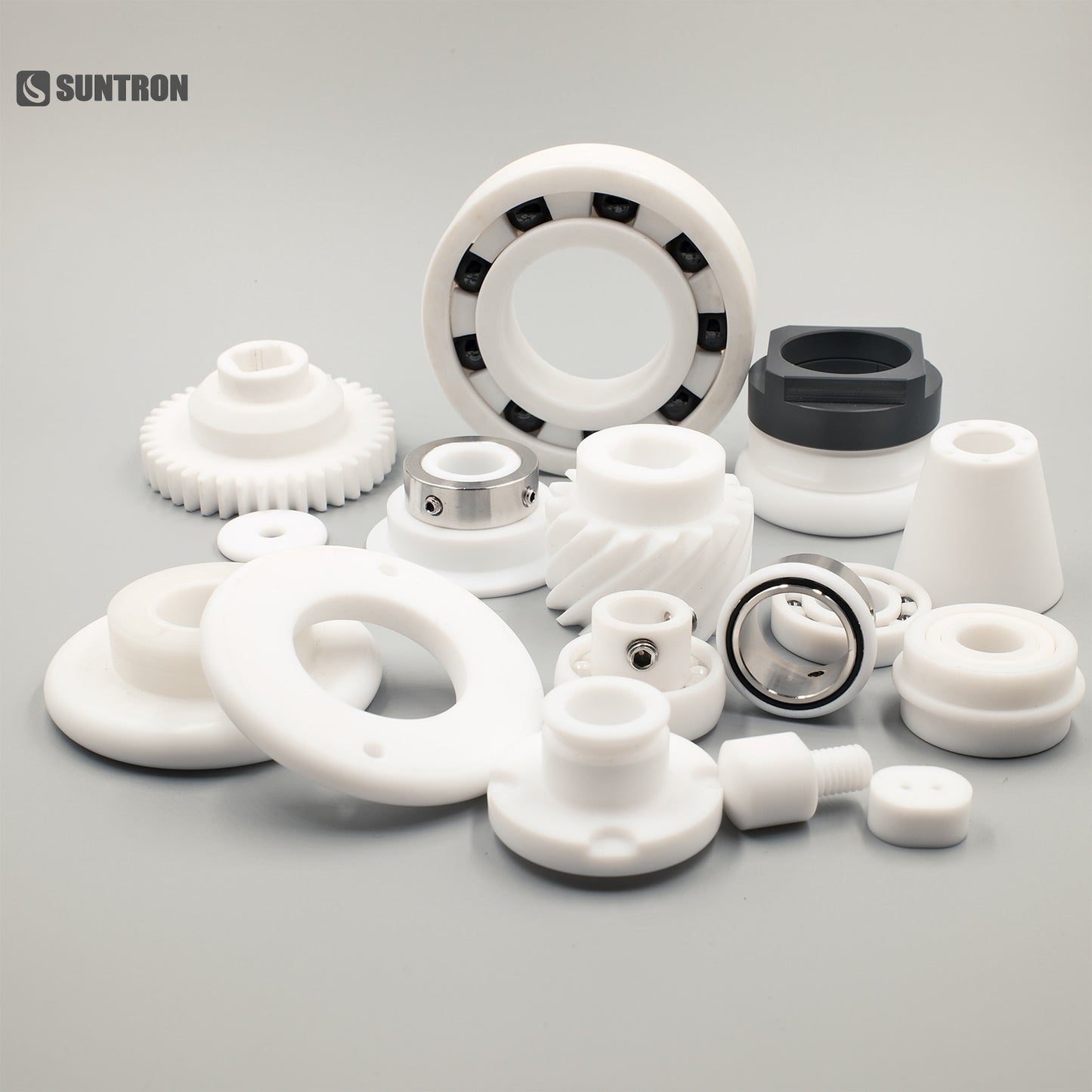 Custom CNC Machined PTFE Helical Gear Self-Lubricating Chemical Resistant Plastic Gear