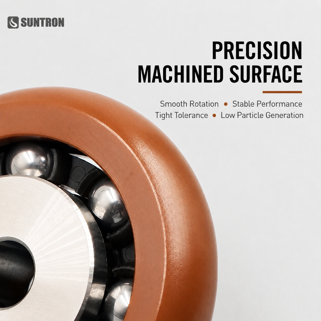 Crowned Outer Ring Polyimide Guide Bearing for Precision Motion Systems
