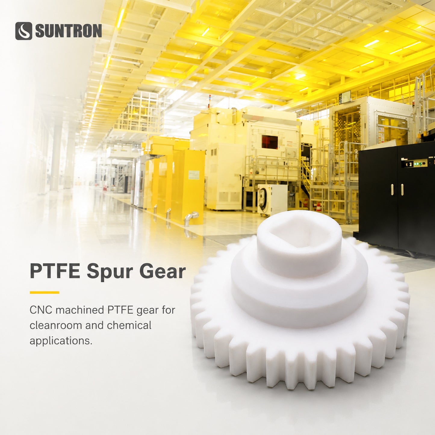 Custom PTFE Spur Gear | Precision CNC Machined Teflon Gear for Chemical Resistant Applications