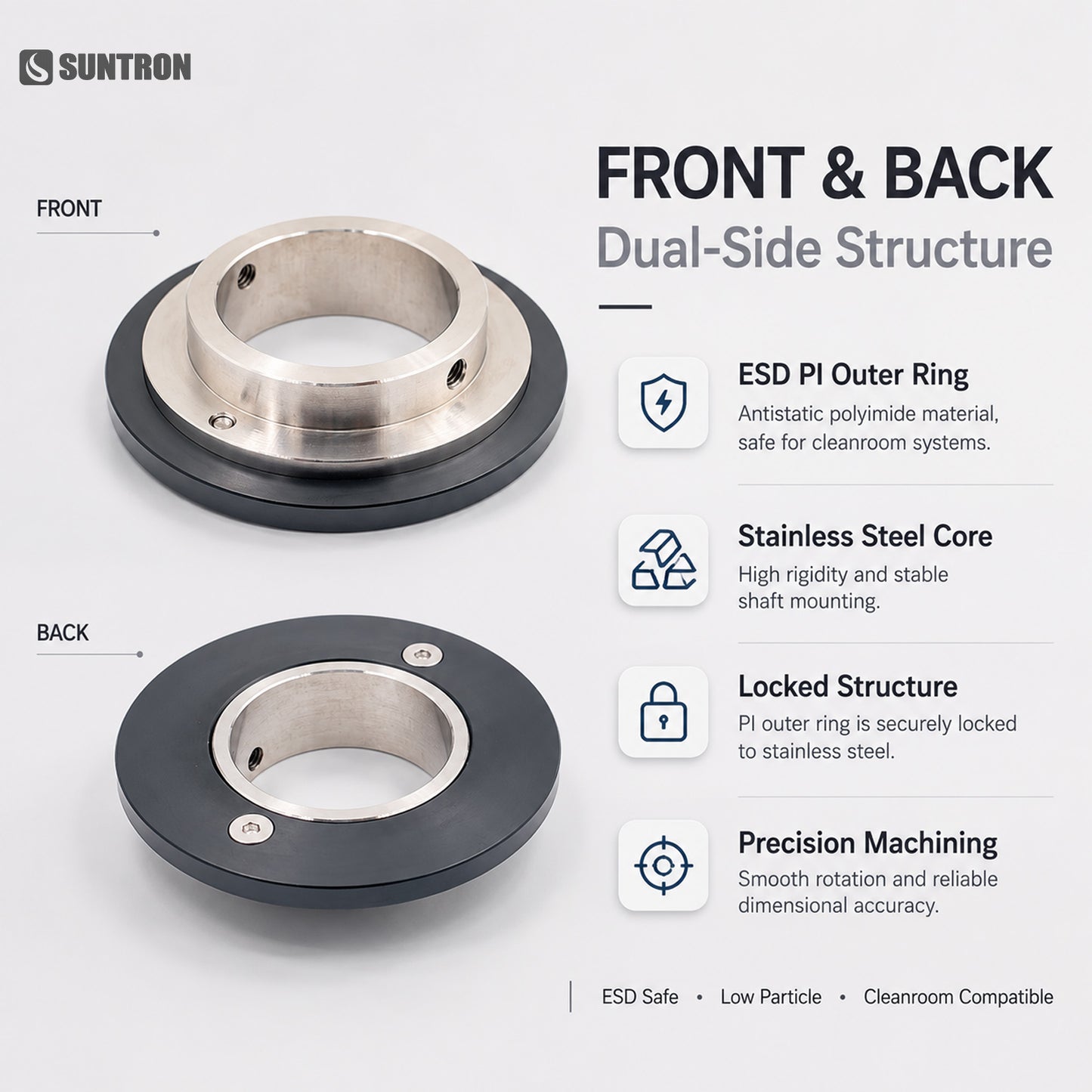 ESD Polyimide Guide Roller for Semiconductor Cleanroom Systems