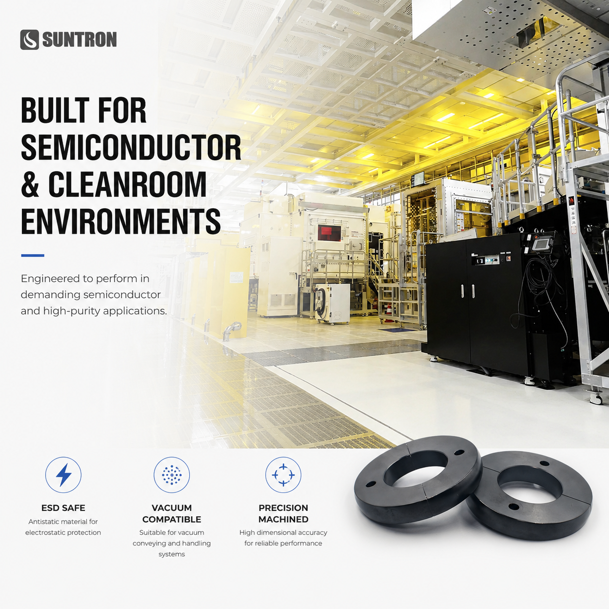 ESD Polyimide Split Ring for Semiconductor Cleanroom Systems