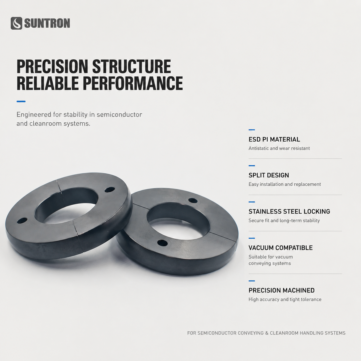 ESD Polyimide Split Ring for Semiconductor Cleanroom Systems