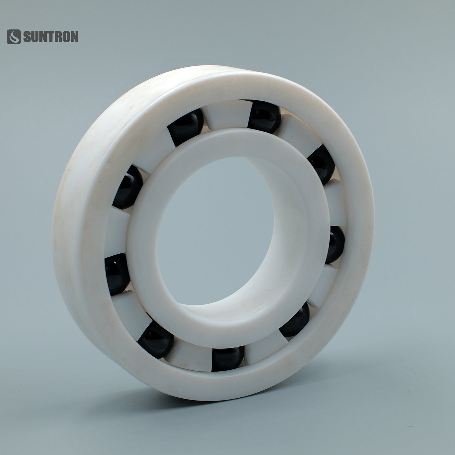 Full PTFE Ceramic Ball Bearing with Si3N4 Ceramic Balls | Corrosion Resistant Plastic Bearing for Cleanroom Applications