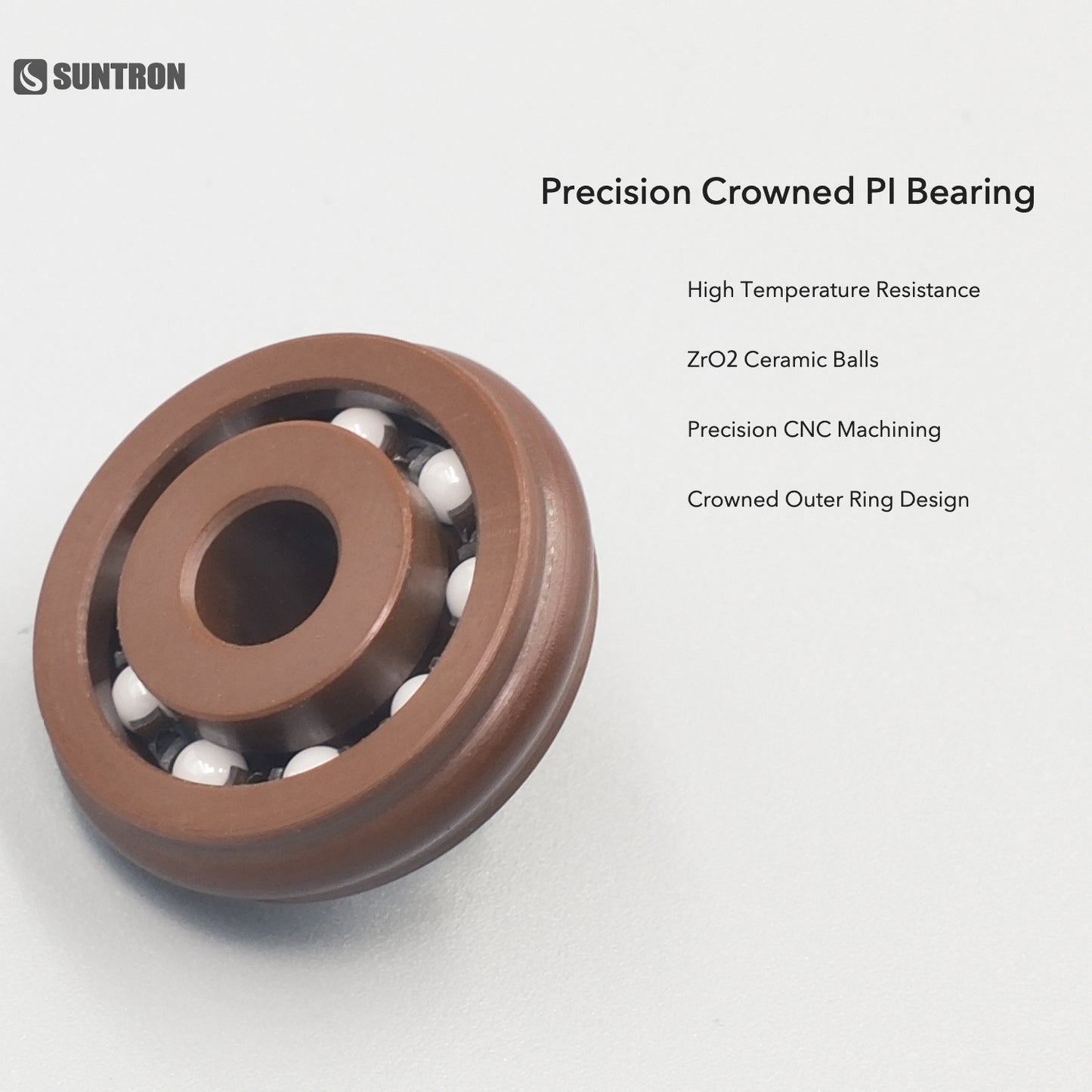 Precision Polyimide Crowned Bearing for Cleanroom & Semiconductor Equipment