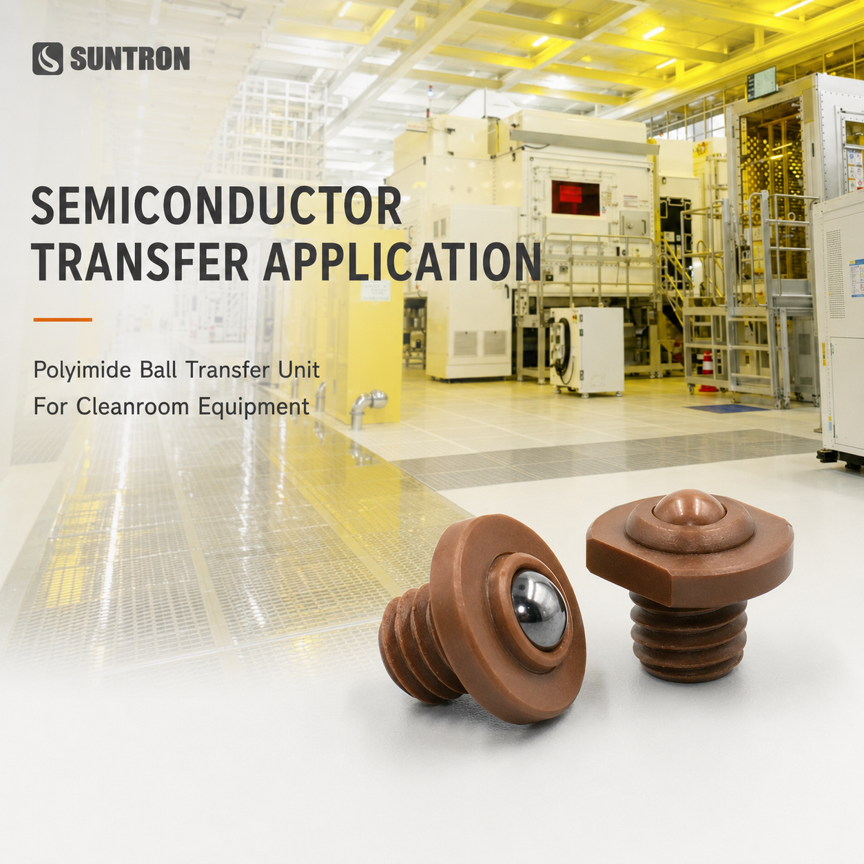 Precision Polyimide Ball Transfer Unit with SiC or PI Ball for Semiconductor Equipment