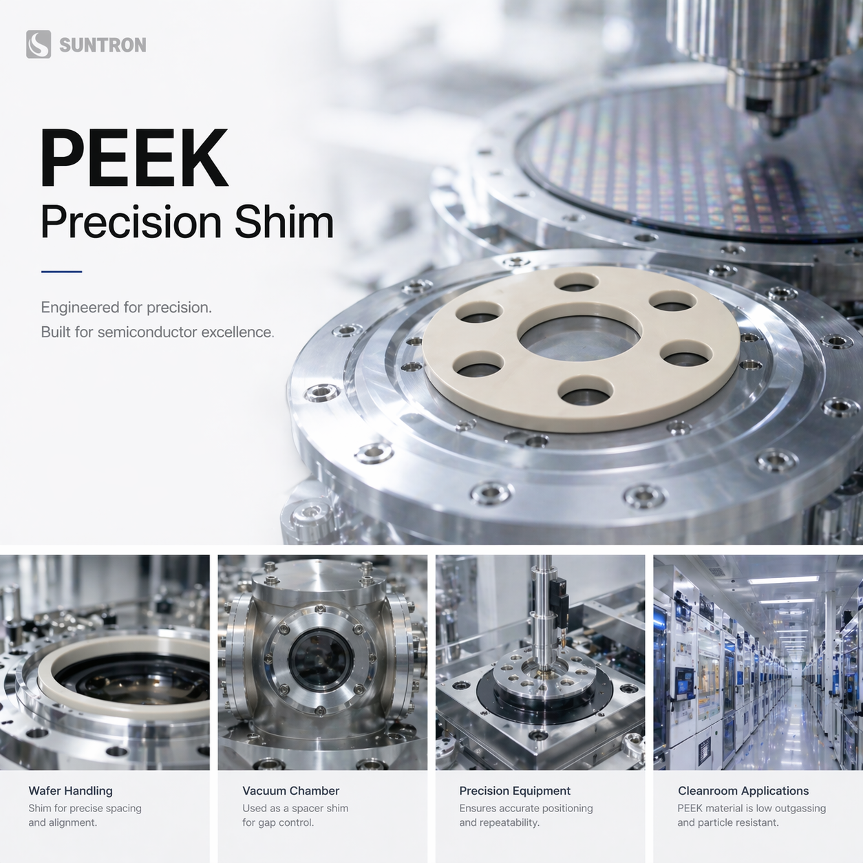 Custom CNC Machined PEEK Thin Spacer Washer 0.47mm Ultra Precision Insulation Shim
