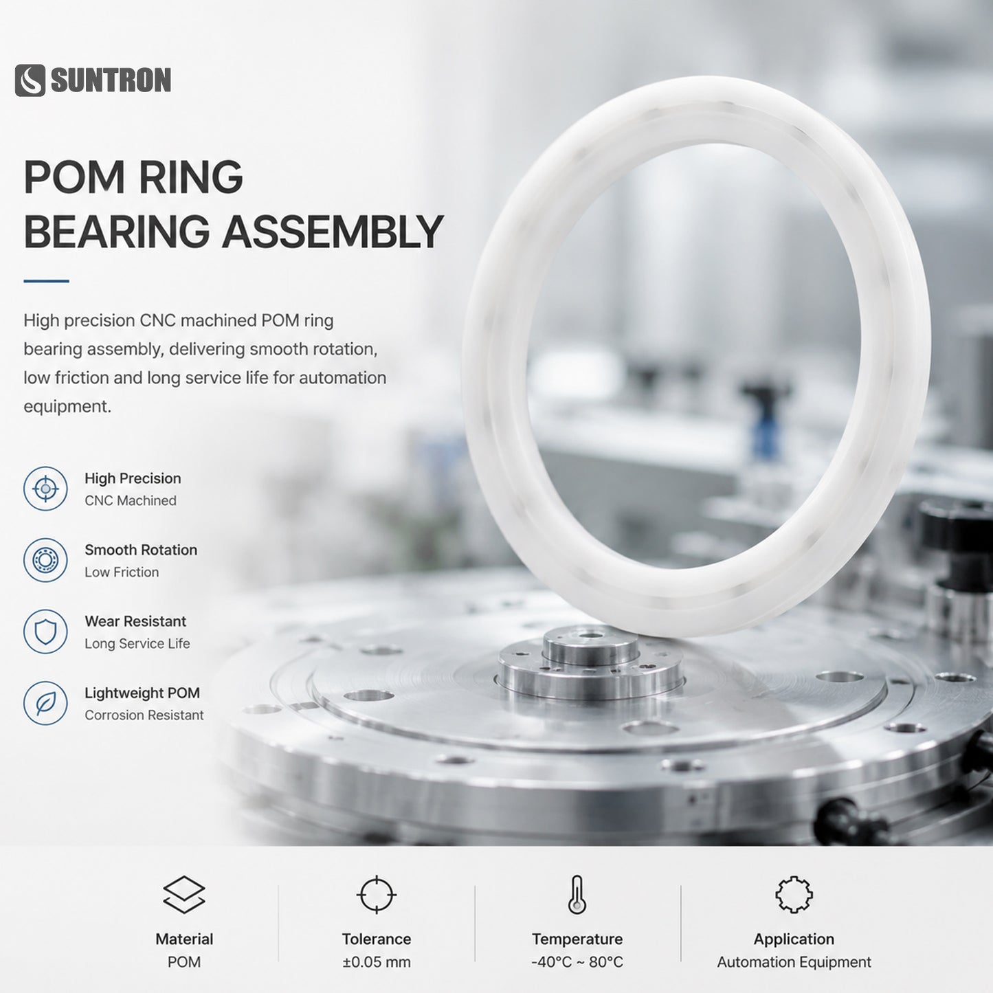 High Precision CNC Machined POM Ring Bearing Assembly | Custom Plastic Bearing Manufacturer