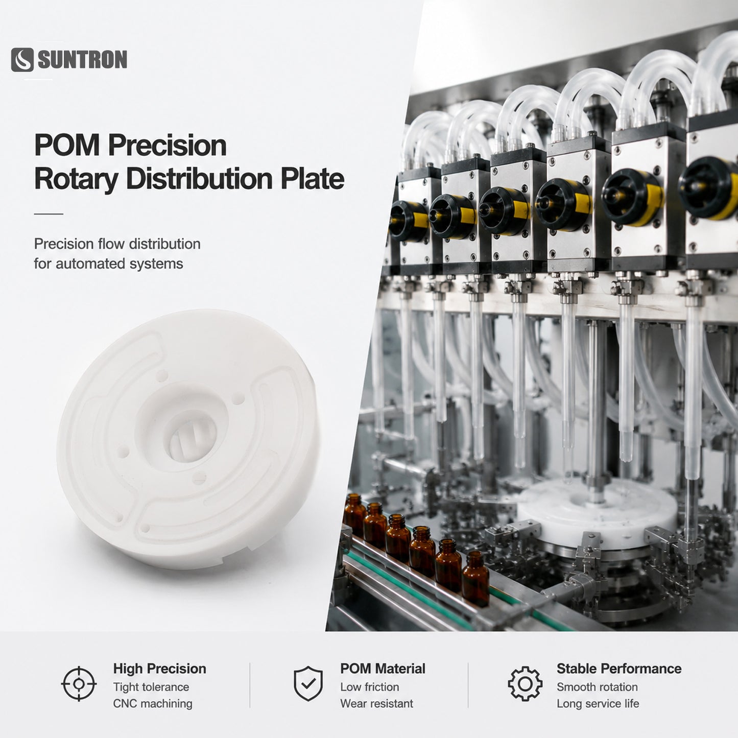 POM Precision Rotary Distribution Disc | CNC Machined High-Accuracy Automation Component