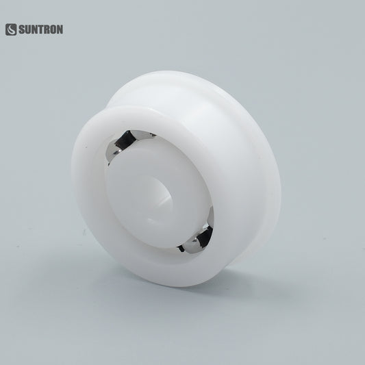 CNC Machined POM Flanged Ball Bearing Assembly with Stainless Steel Balls & Nylon Cage