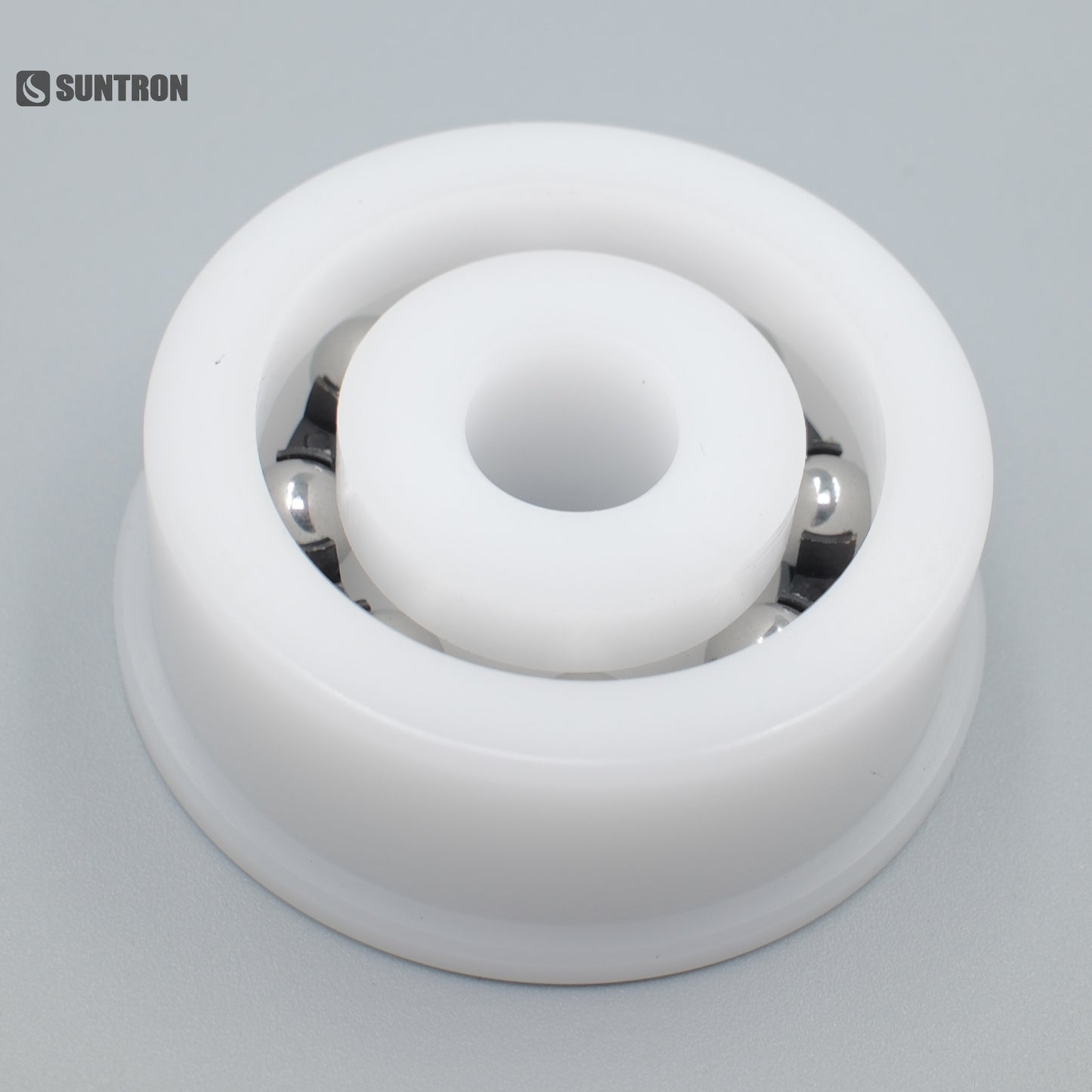 CNC Machined POM Flanged Ball Bearing Assembly with Stainless Steel Balls & Nylon Cage