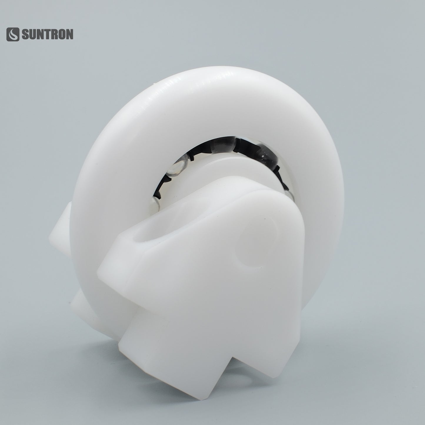 CNC Machined POM Guide Wheel with Bearing & Bracket | Precision Conveyor Roller for Automation Systems