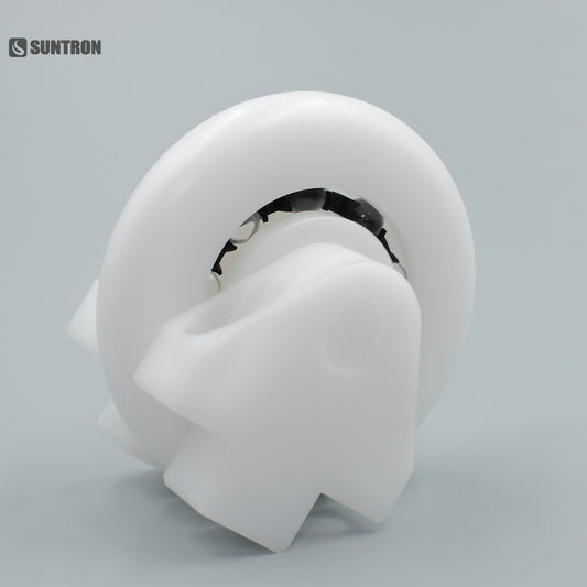 CNC Machined POM Guide Wheel with Bearing & Bracket | Precision Conveyor Roller for Automation Systems