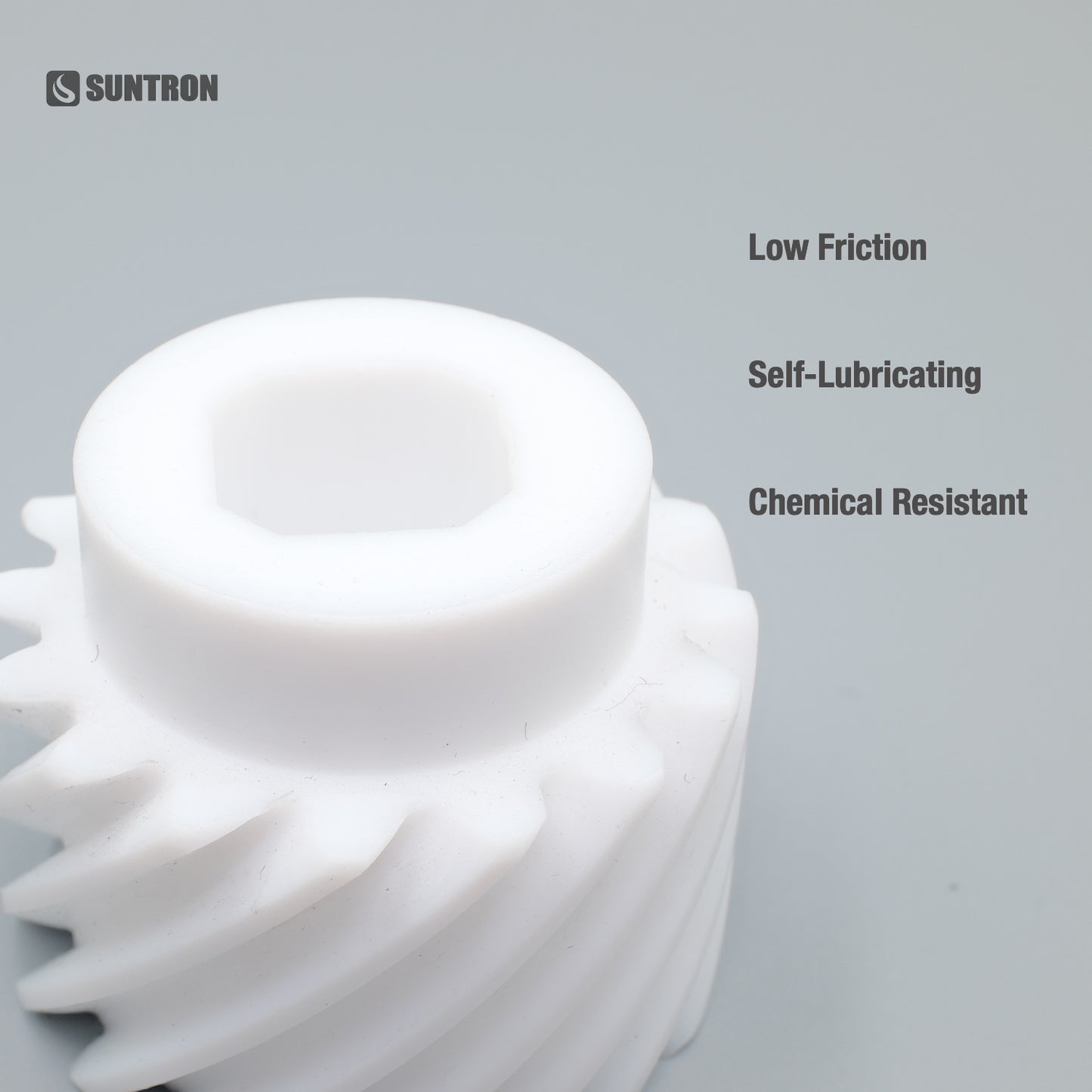 Custom CNC Machined PTFE Helical Gear Self-Lubricating Chemical Resistant Plastic Gear