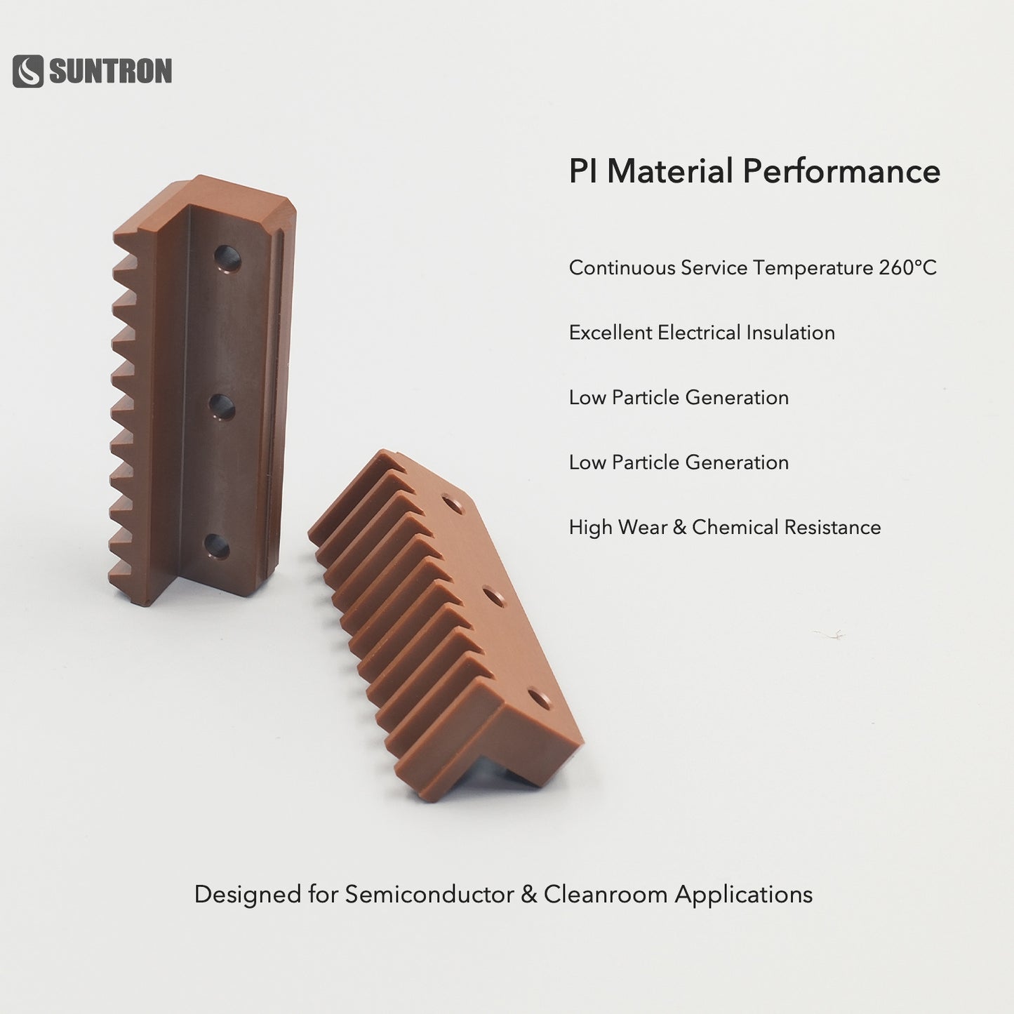 Custom CNC Machined Polyimide Rack Guide Component for Semiconductor Equipment
