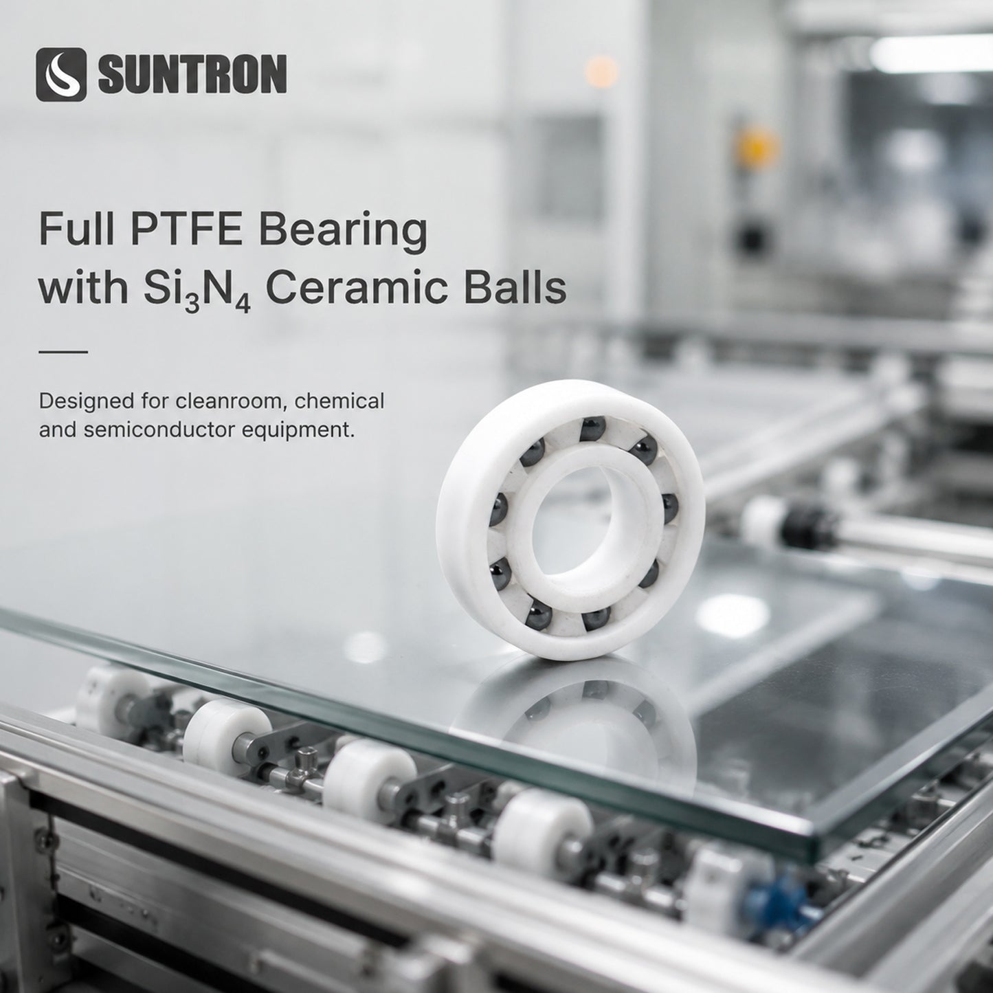 Full PTFE Bearing with Si₃N₄ Ceramic Balls | Metal-Free Chemical Resistant Bearing