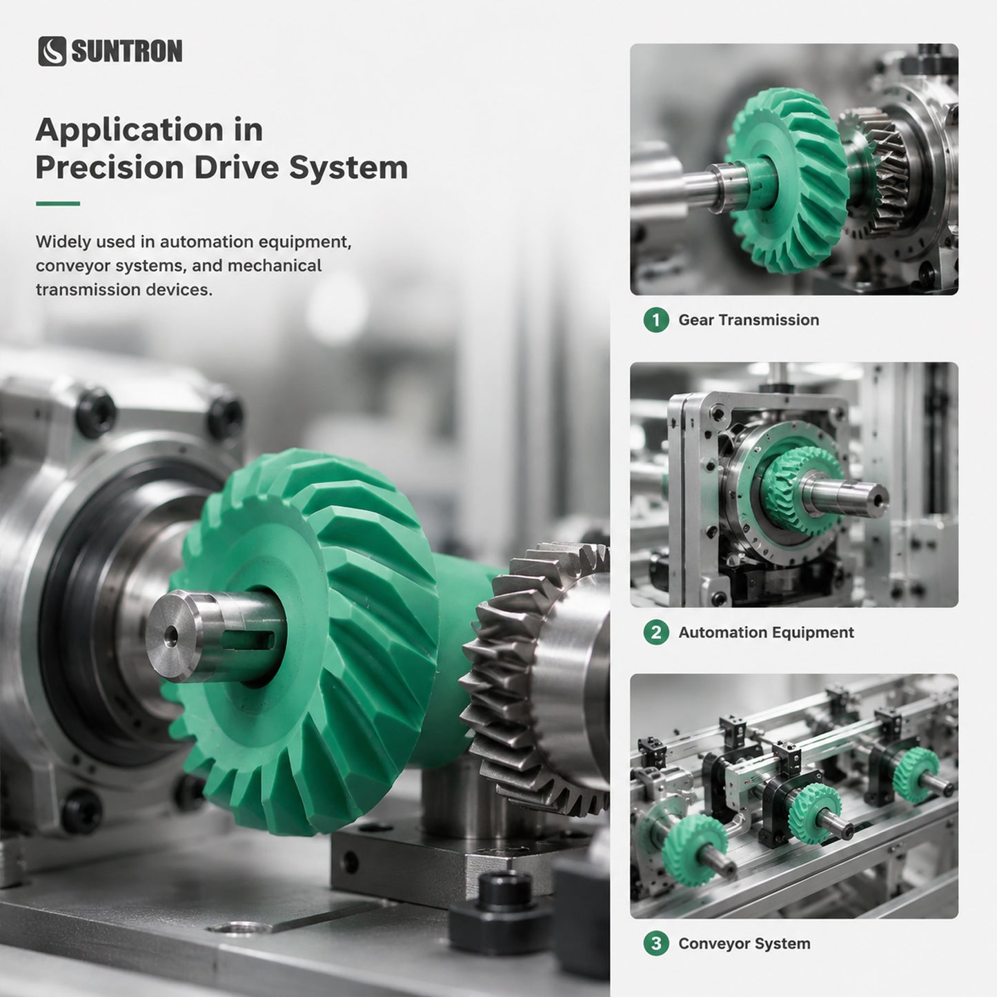 Custom CNC Machined MC Nylon Helical Gear for Precision Power Transmission