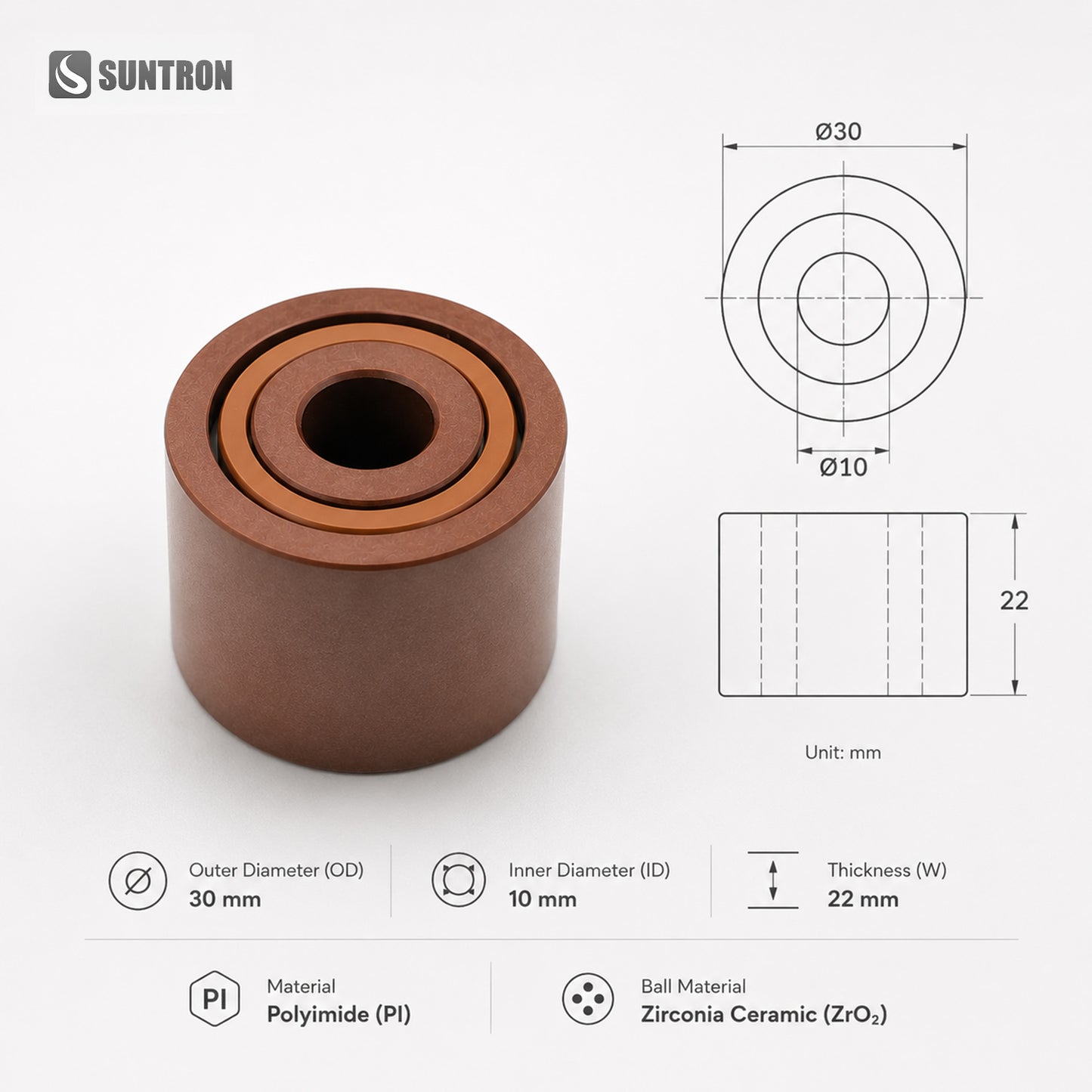 Full Polyimide Guide Roller for Semiconductor Cleanroom Systems
