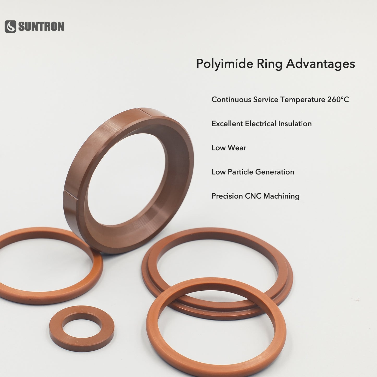 Custom CNC Machined Polyimide Ring for Semiconductor & High Temperature Applications